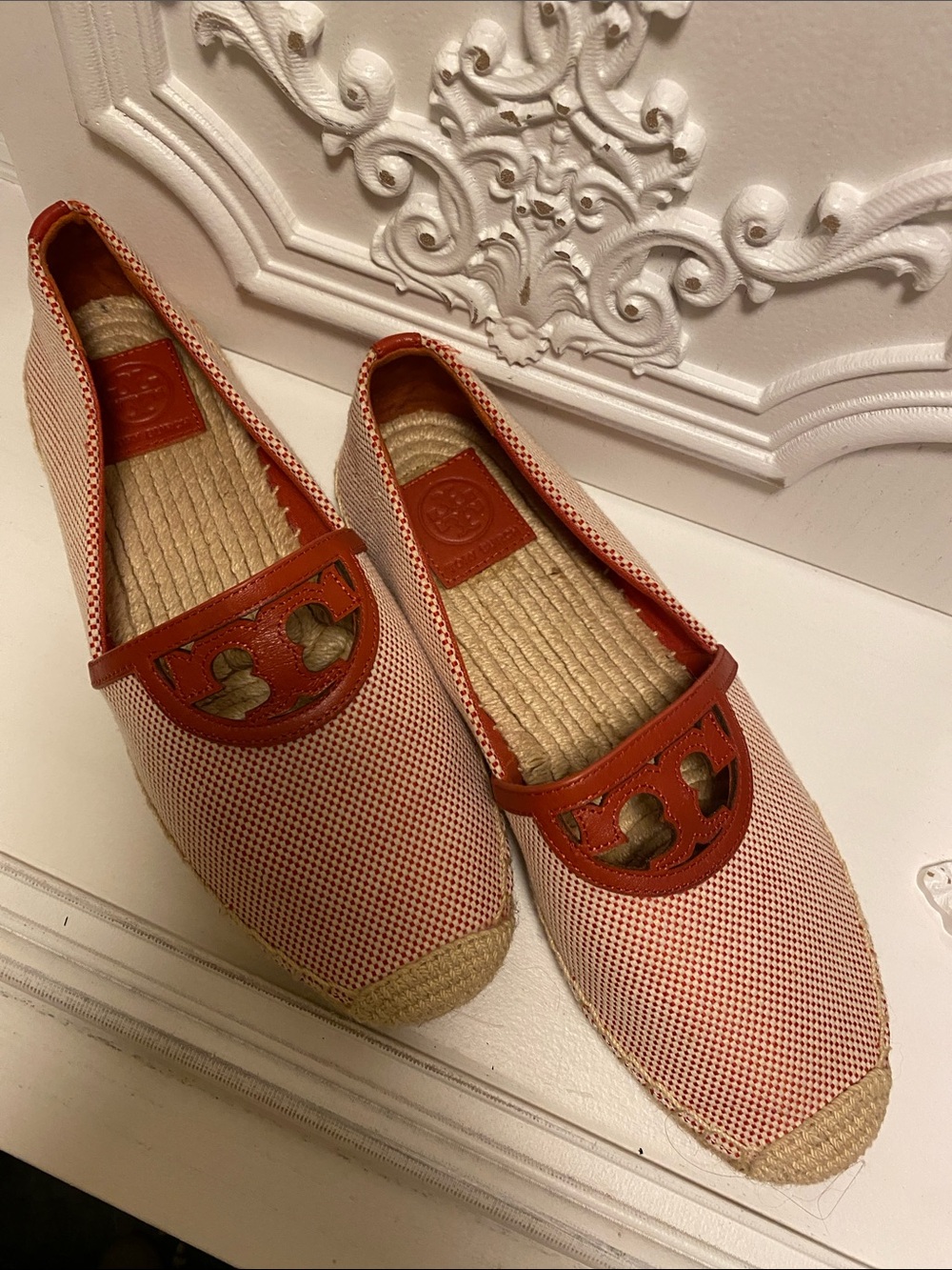 Tory Burch Coral Mesh Espadrille Slip-Ons with Leather Logo Trim